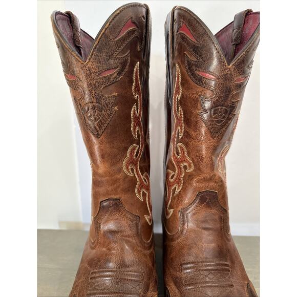Ariat 10010937 Brown Leather Square Toe Cowboy Boots ATS . Men\'s Size 9 C EUC main image 9